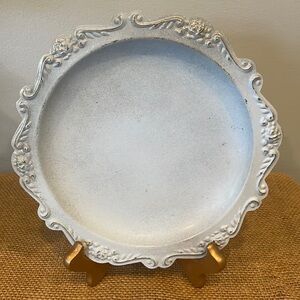 Country distressed blue silver tray /unique item